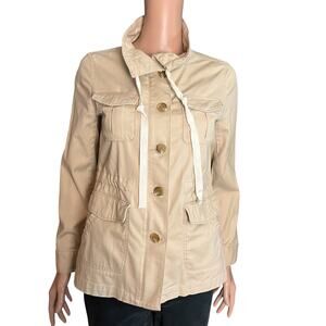 Talbots Petite Safari Field Jacket Petite Cotton Twill Cargo Pockets Military